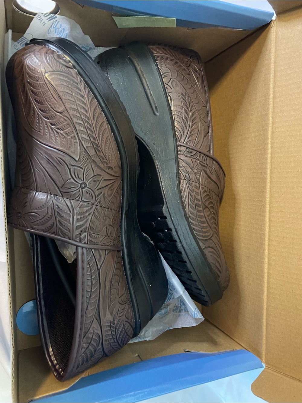 easy street Brown Embossed Leather Slip-On Loafer
